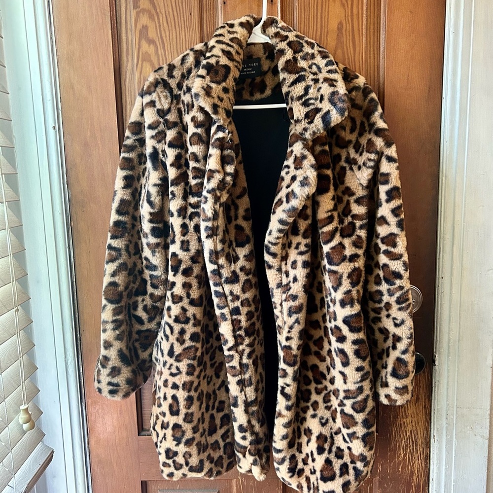Love Tree Animal Print Teddy Jacket